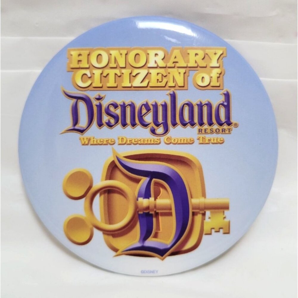 Honorary Citizen Of Disneyland Resort Metal 3" Button Pin